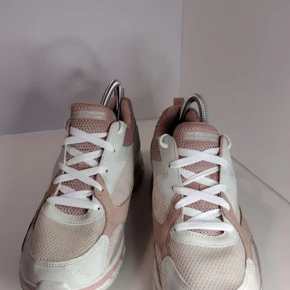 Skechers Bobs Sport Arc Waves Shoes Womens Sz 11 White Pink Athletic Trainers - Picture 2 of 9
